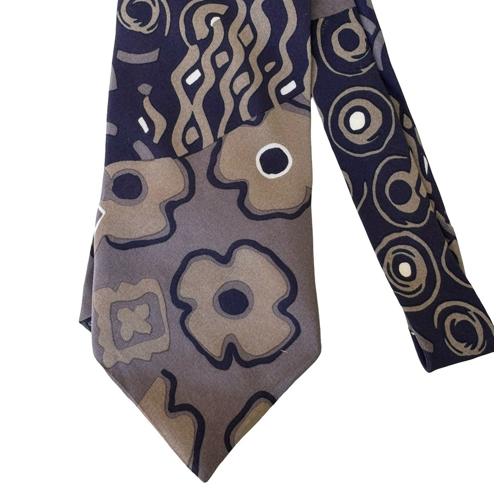 Don Loper‎ Beverly Hills Vintage Italian Silk Necktie Navy Floral Dandy Mad Men
